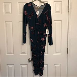 Dark teal floral maternity dress